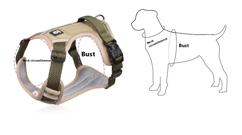 Harnais réfléchissant réglable pour chien de taille moyenne et grande, gilet d'entraînement en tissu Oxford militaire pour promener le chien, confortable et durable