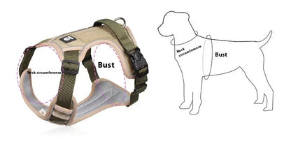 Harnais réfléchissant réglable pour chien de taille moyenne et grande, gilet d'entraînement en tissu Oxford militaire pour promener le chien, confortable et durable