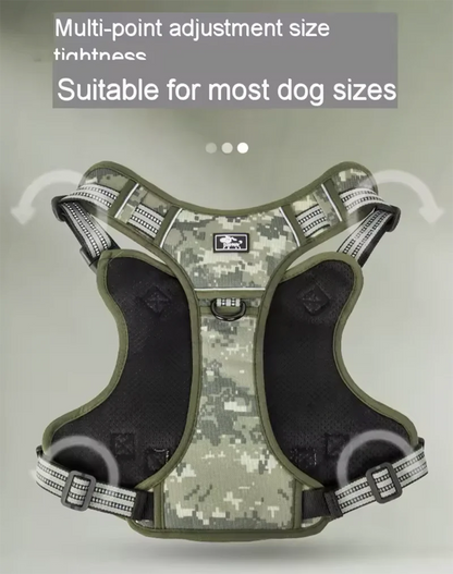 Harnais réfléchissant pour chien, entraînement tactique, anti-traction, gilet pour chien de taille moyenne et grande, laisse de sécurité réglable, harnais militaire pour animaux de compagnie