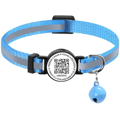 Collier pour chat avec étiquette d'identification à code QR, accessoires pour chiots et chats, colliers réfléchissants pour chatons, étiquette pour chat, libération rapide de sécurité