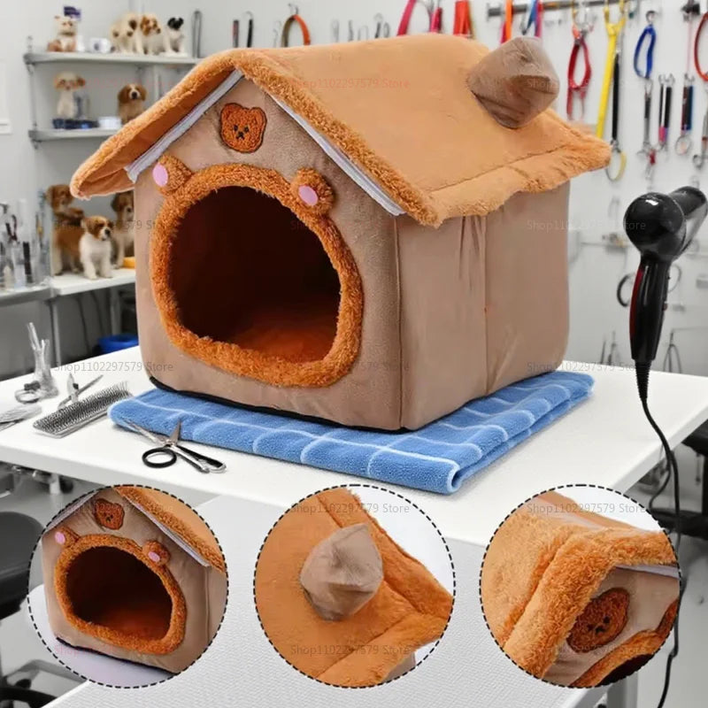 Nid pour chat quatre saisons, doux et chaud, niche pour chien, coussin amovible, confortable, pour l'intérieur et l'extérieur, 2025