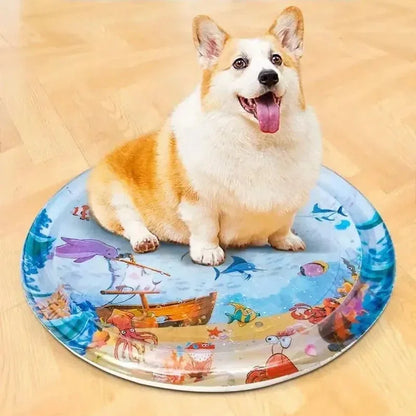 Tapis rafraîchissant d'été pour chat, coussin d'eau épais pour animaux de compagnie, niche pour chiots et chats, tapis de jeu sensoriel avec eau et glace