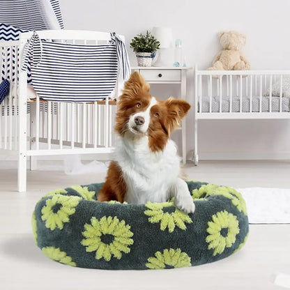 Panier rond pour chien avec bords surélevés, nid rond en peluche pour chat avec fond antidérapant, panier confortable pour petits chiens et chats.