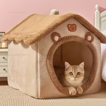 Nid pour chat quatre saisons 2025, lit chaud pour chien, coussin doux amovible, abri d'hiver confortable pour petits chiens et chats