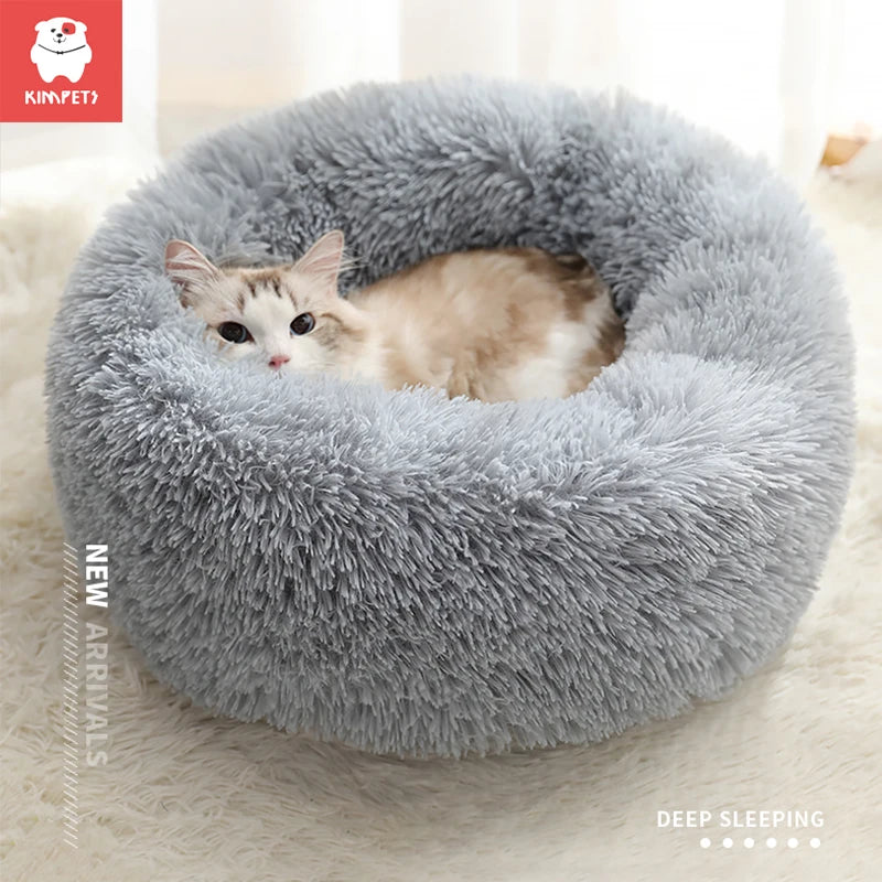 Kimpets Panier rond pour chat et chien, niche antidérapante pour l'hiver, chaud et moelleux, coussin pour chiot