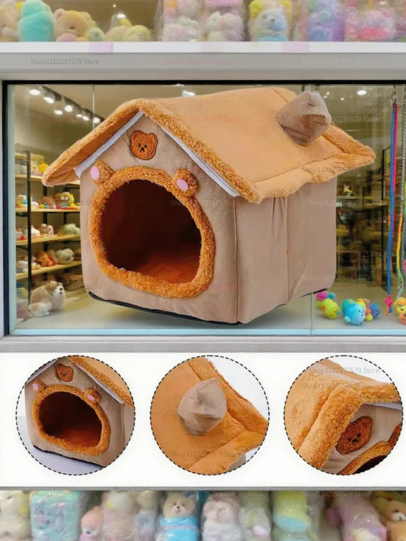 Nid pour chat quatre saisons, doux et chaud, niche pour chien, coussin amovible, confortable, pour l'intérieur et l'extérieur, 2025