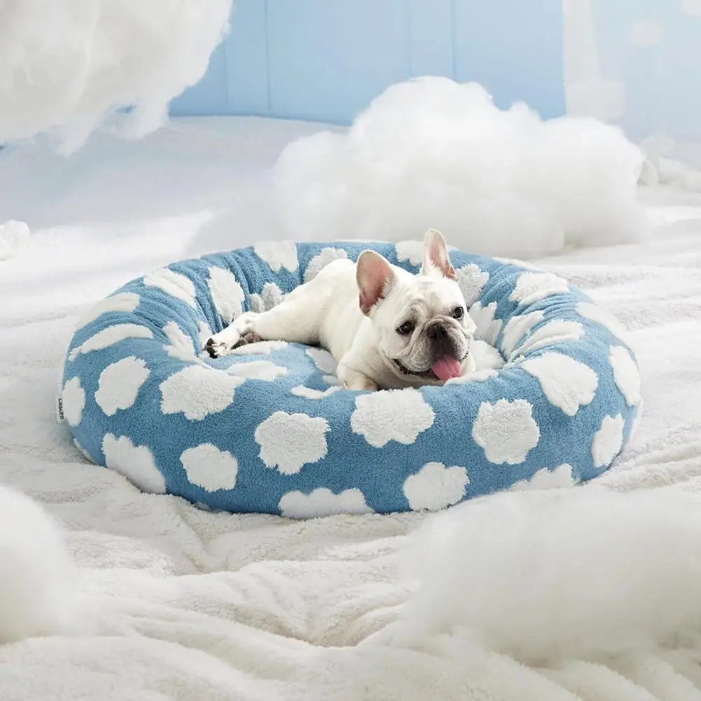 Panier rond pour chien avec bords surélevés, nid rond en peluche pour chat avec fond antidérapant, panier confortable pour petits chiens et chats.