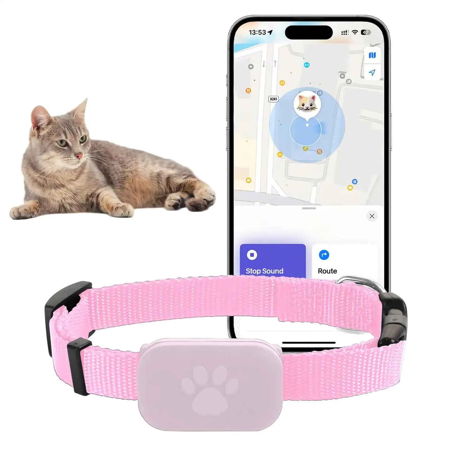 Collier GPS pour chats et chatons avec suivi, protection de sécurité, batterie longue durée, fournitures de localisation pour animaux de compagnie