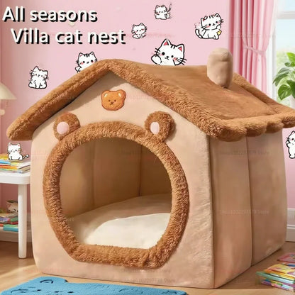 Nid pour chat quatre saisons 2025, lit chaud pour chien, coussin doux amovible, abri d'hiver confortable pour petits chiens et chats