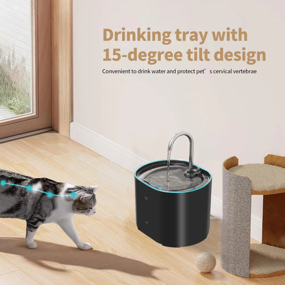 Fontaine à eau pour chat, fontaine à eau pour animaux de compagnie pour chats à l'intérieur, 1 filtre, pompe ultra-silencieuse, fontaine à eau pour chien et animal de compagnie de 2,2 L/73 oz