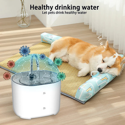 Fontaine à eau pour chat, fontaine à eau pour animaux de compagnie pour chats à l'intérieur, 1 filtre, pompe ultra-silencieuse, fontaine à eau pour chien et animal de compagnie de 2,2 L/73 oz