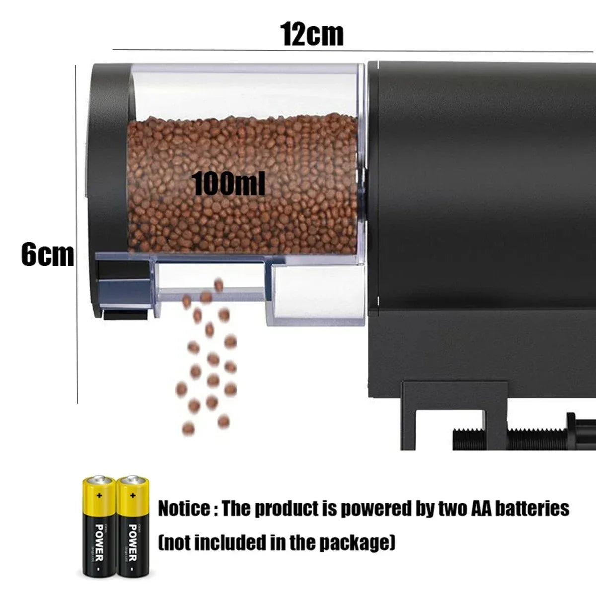 Distributeur automatique de nourriture pour poissons 2025 100 ml - Programmable et numérique avec minuterie, étanche IP66 pour bassins et aquariums à tortues