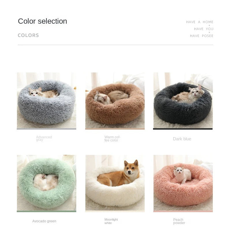 Kimpets Panier rond pour chat et chien, niche antidérapante pour l'hiver, chaud et moelleux, coussin pour chiot