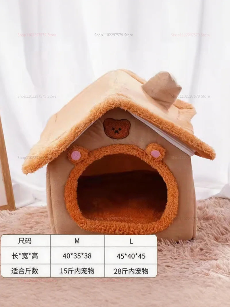 Nid pour chat quatre saisons, doux et chaud, niche pour chien, coussin amovible, confortable, pour l'intérieur et l'extérieur, 2025