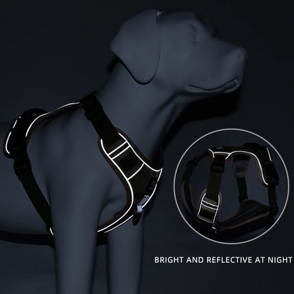 Ensemble harnais et laisse pour chien résistants, sangle réfléchissante, sangles de poitrine et de dos réglables, équipement de sécurité pour animaux | Harnais réglable pour chien