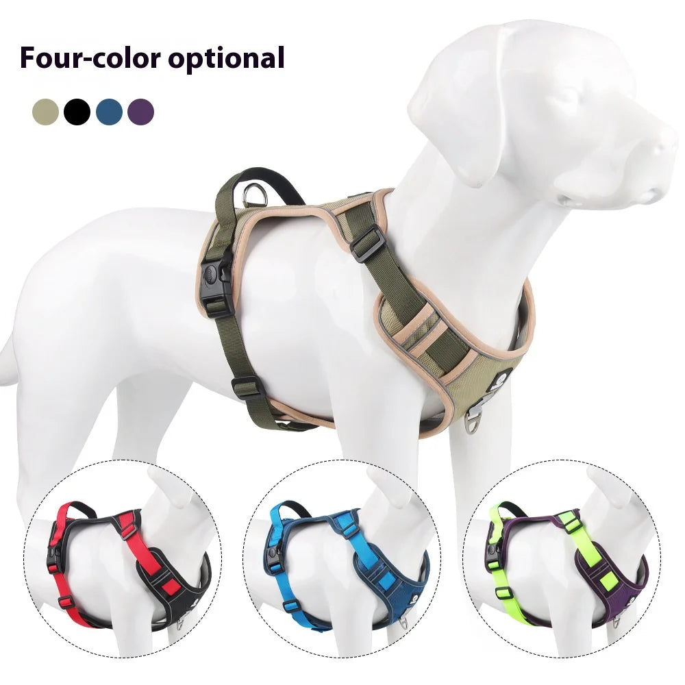 Harnais réfléchissant réglable pour chien de taille moyenne et grande, gilet d'entraînement en tissu Oxford militaire pour promener le chien, confortable et durable