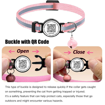 Collier pour chat avec étiquette d'identification à code QR, accessoires pour chiots et chats, colliers réfléchissants pour chatons, étiquette pour chat, libération rapide de sécurité