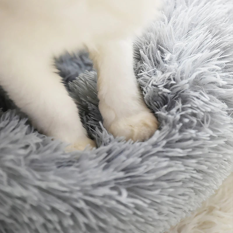 Kimpets Panier rond pour chat et chien, niche antidérapante pour l'hiver, chaud et moelleux, coussin pour chiot