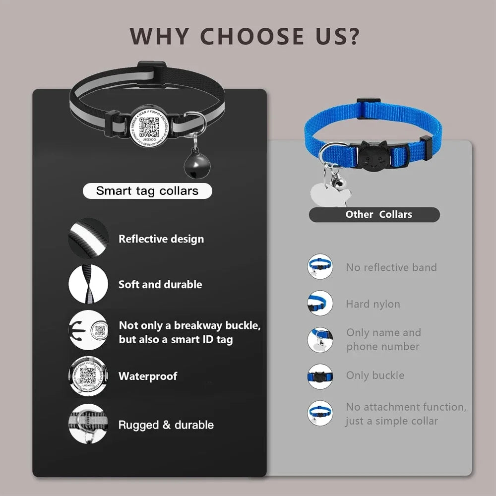Collier pour chat avec étiquette d'identification à code QR, accessoires pour chiots et chats, colliers réfléchissants pour chatons, étiquette pour chat, libération rapide de sécurité
