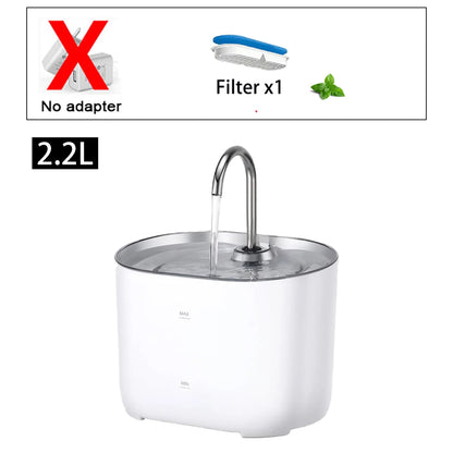 Fontaine à eau pour chat, fontaine à eau pour animaux de compagnie pour chats à l'intérieur, 1 filtre, pompe ultra-silencieuse, fontaine à eau pour chien et animal de compagnie de 2,2 L/73 oz