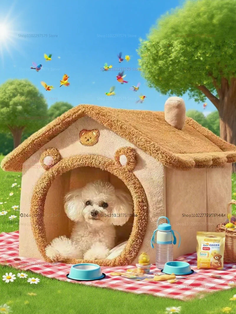 Nid pour chat quatre saisons 2025, lit chaud pour chien, coussin doux amovible, abri d'hiver confortable pour petits chiens et chats