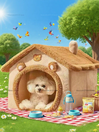 Nid pour chat quatre saisons 2025, lit chaud pour chien, coussin doux amovible, abri d'hiver confortable pour petits chiens et chats