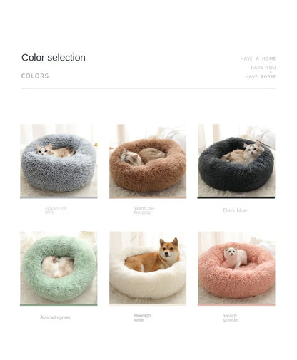 Kimpets Panier rond pour chat et chien, niche antidérapante pour l'hiver, chaud et moelleux, coussin pour chiot
