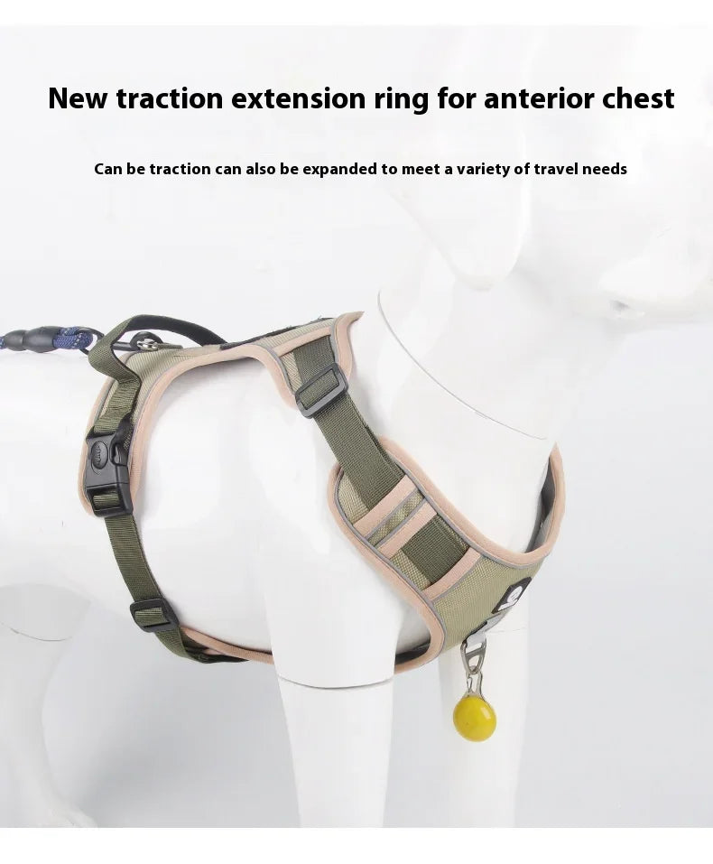 Harnais réfléchissant réglable pour chien de taille moyenne et grande, gilet d'entraînement en tissu Oxford militaire pour promener le chien, confortable et durable