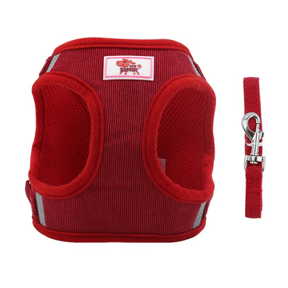 Ensemble gilet et laisse réfléchissants pour chien, coupe-vent, en velours côtelé, sangle de poitrine réglable, harnais en maille respirante pour chiens