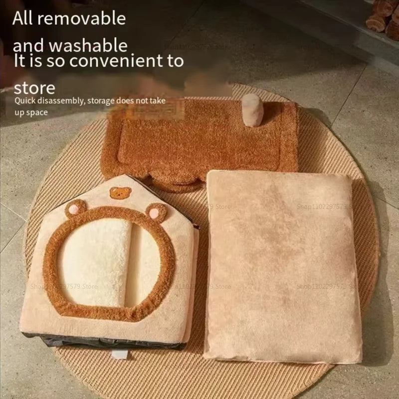 Nid pour chat quatre saisons 2025, lit chaud pour chien, coussin doux amovible, abri d'hiver confortable pour petits chiens et chats