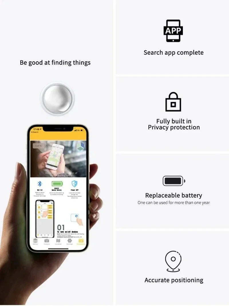 Mini système de suivi GPS 2025, application Find My Air Tag, localisateur Bluetooth intelligent, sac de recherche d'enfant, collier anti-perte pour animaux de compagnie avec traceur